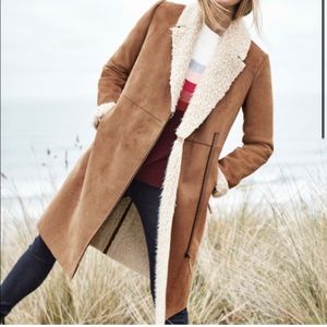 Boden faux shearling coat in soft truffle